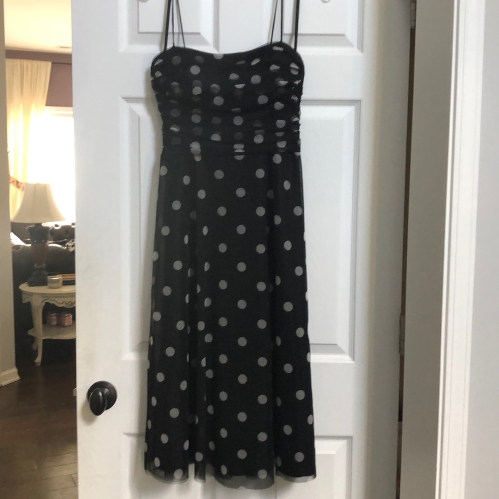 Eliza J Black Polka Dot Tulle Pinup Dress sz 4
